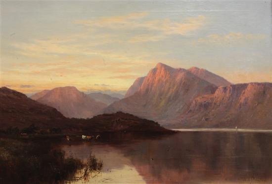 Alfred de Breanski (1852-1928) Sunset, Llyn Gwynant, North Wales 20 x 30in.
